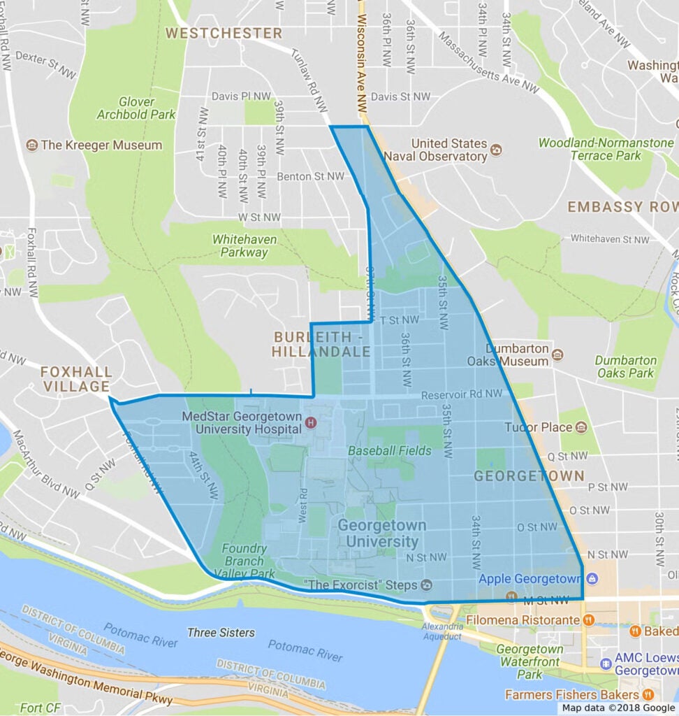 GERMS boundaries within the Georgetown/Hilltop area.
