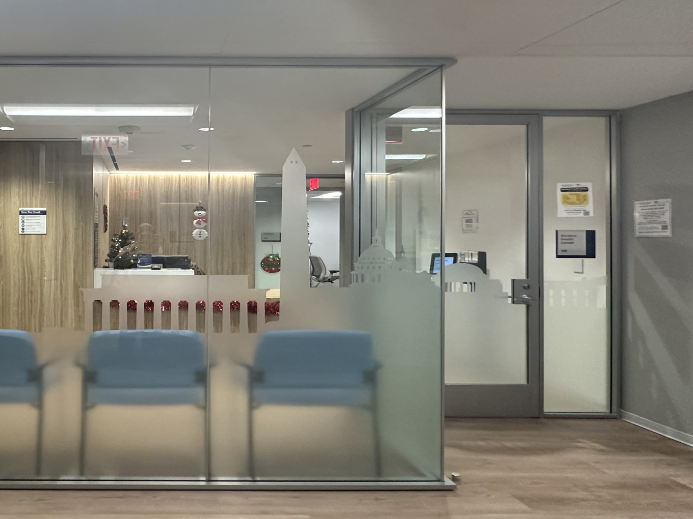 Front entrance and waiting room to the Capitol Campus' Student Health Center.