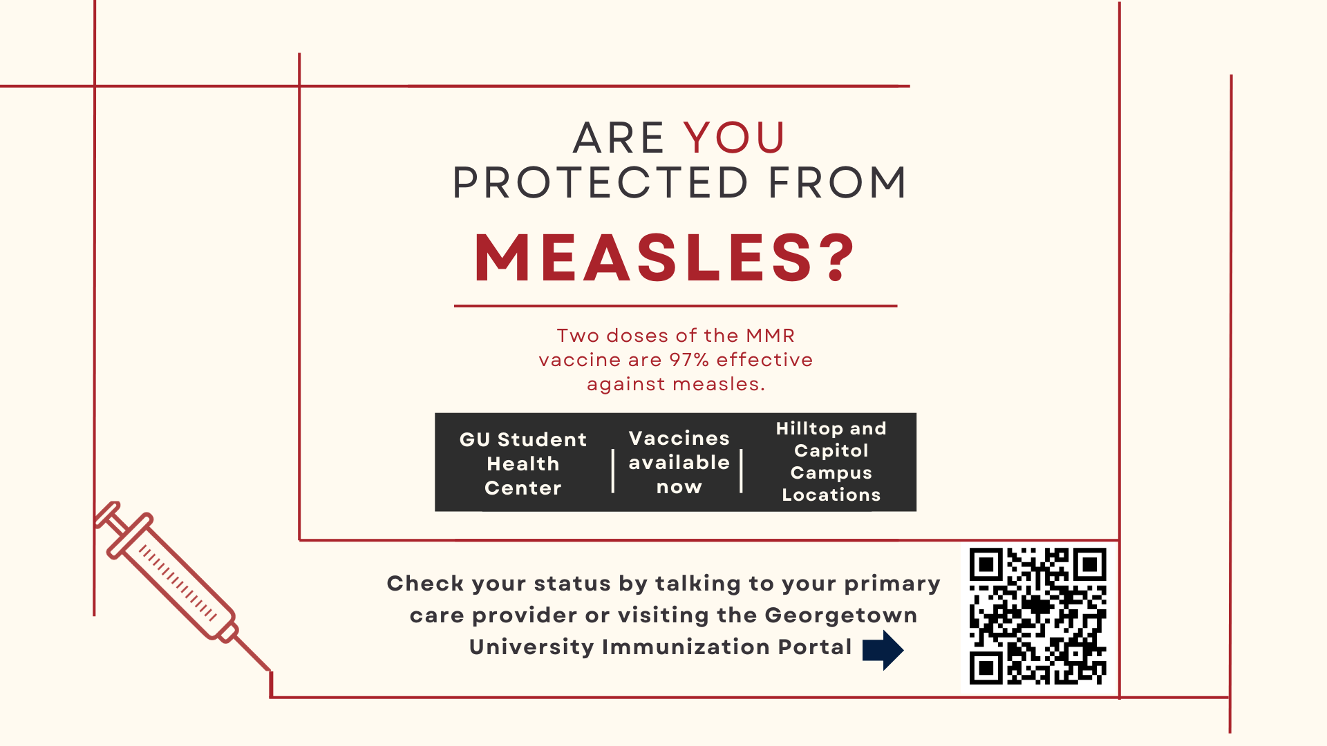 Measles infographic inquiring if you are protected from measles.