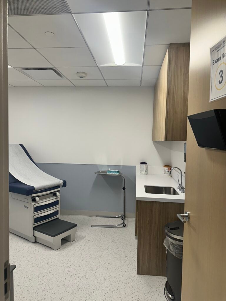Exam room at the Student Health Center on Capitol Campus.